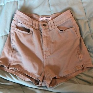 American Apparel High Rise Khaki Shorts